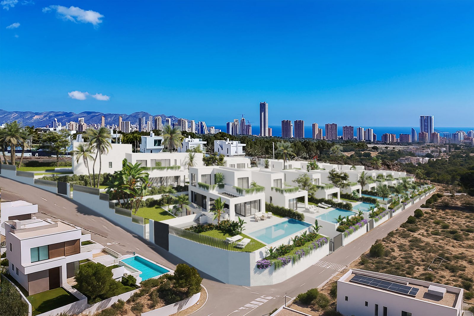 Moderne Chalets mit privatem Pool und Meerblick, Finestrat Moderne Chalets mit privatem Pool und Meerblick, Finestrat