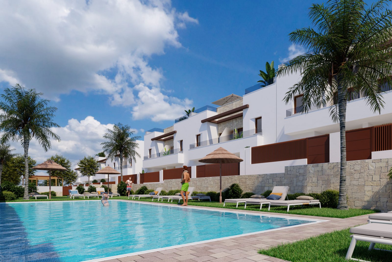 Großzügige Stadthäuser, 1 km vom Golfplatz entfernt und mit Gemeinschaftspool, Orihuela Costa Großzügige Stadthäuser, 1 km vom Golfplatz entfernt und mit Gemeinschaftspool, Orihuela Costa