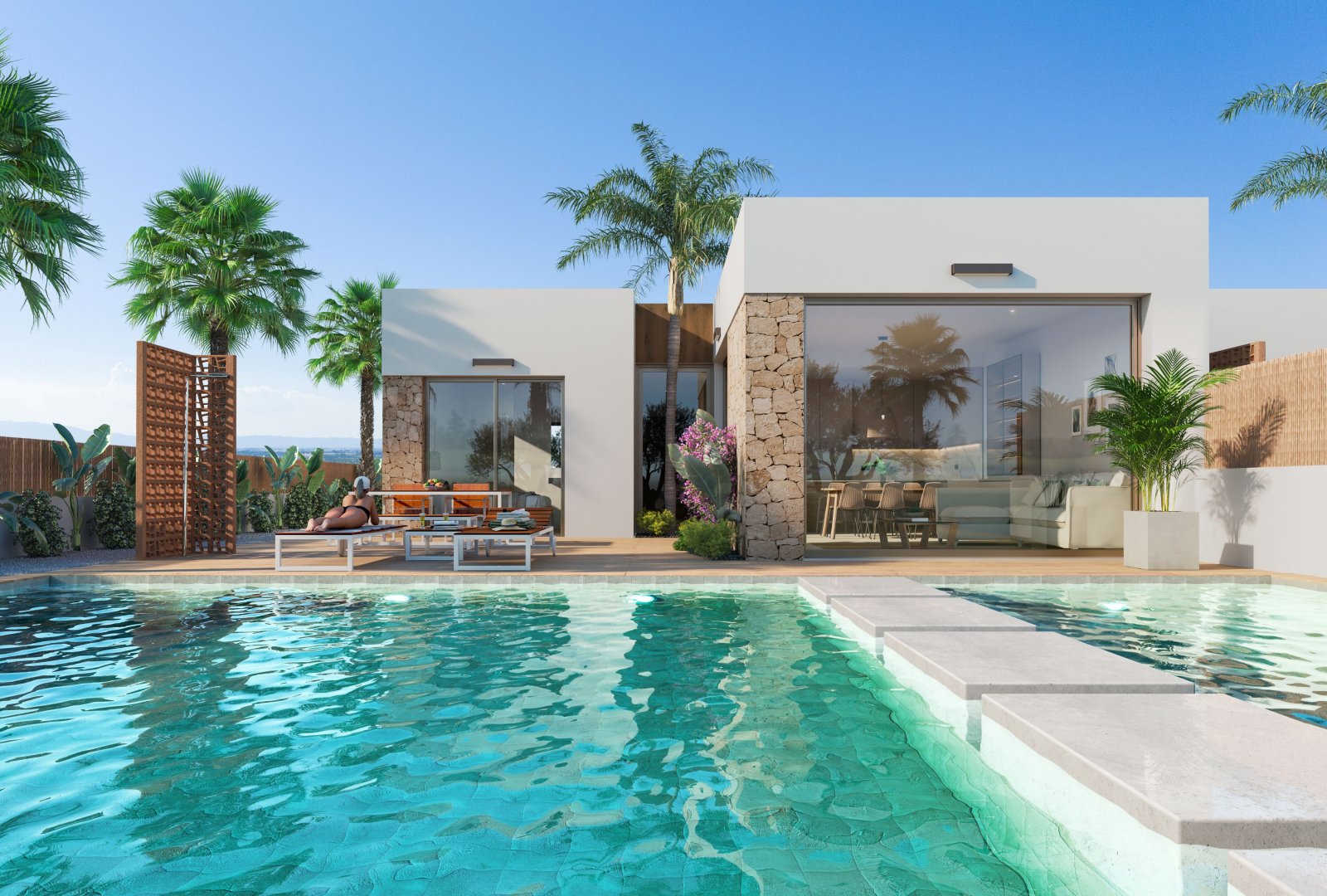Exklusive, freistehende Chalets mit Pool, in der Nähe von Meer und Golfplatz, Los Alcázares Exklusive, freistehende Chalets mit Pool, in der Nähe von Meer und Golfplatz, Los Alcázares
